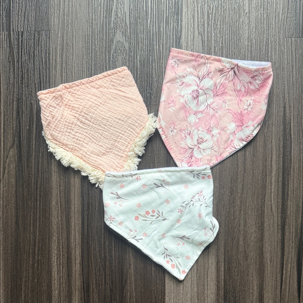 aden + anais Pink and Cream Baby Bib Trio